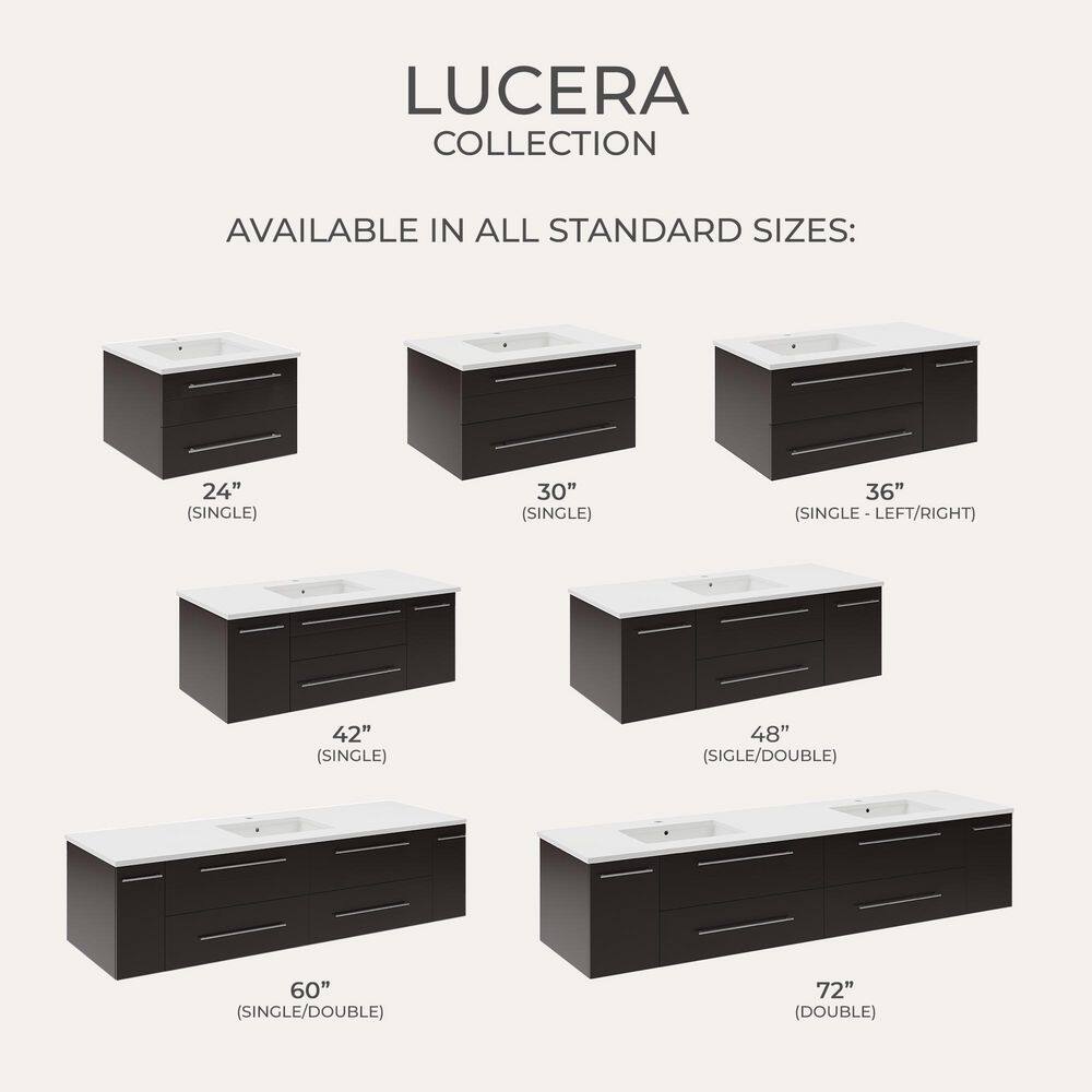 Gray Solid Wood and MDF Wall Mount Vanity with Quartz Stone Top