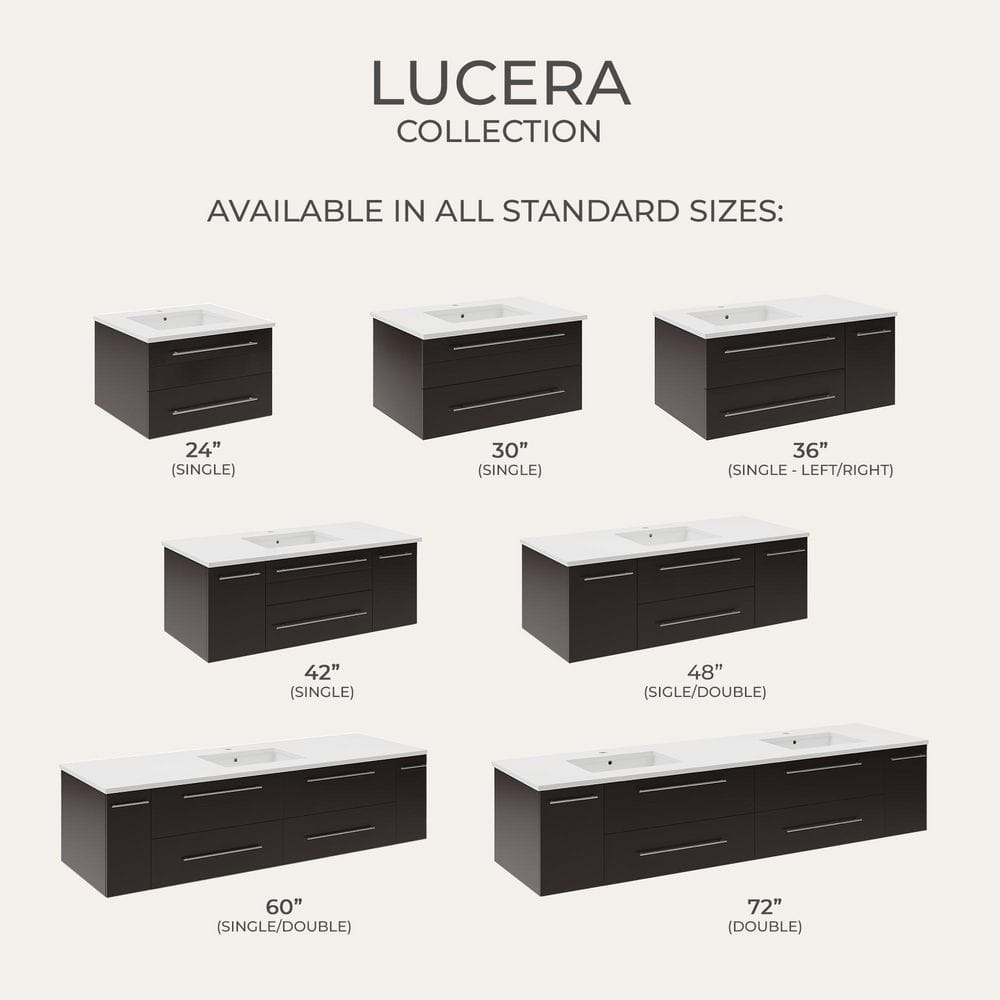 Espresso Solid Wood Wall Mount Vanity with Quartz Top and Ceramic Sink