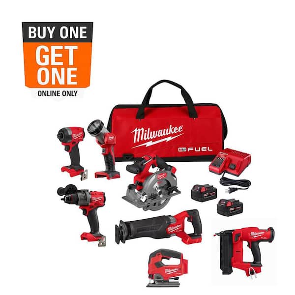 M18 FUEL 18-Volt Lithium-Ion Brushless Cordless Combo Kit (5-Tool) with Compact Router and 18-Gauge Brad Nailer