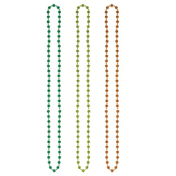 Amscan Orange, Lime Green and Emerald Green St. Patrick's Day Disco Bead Necklaces (3-Count, 4-Pack)