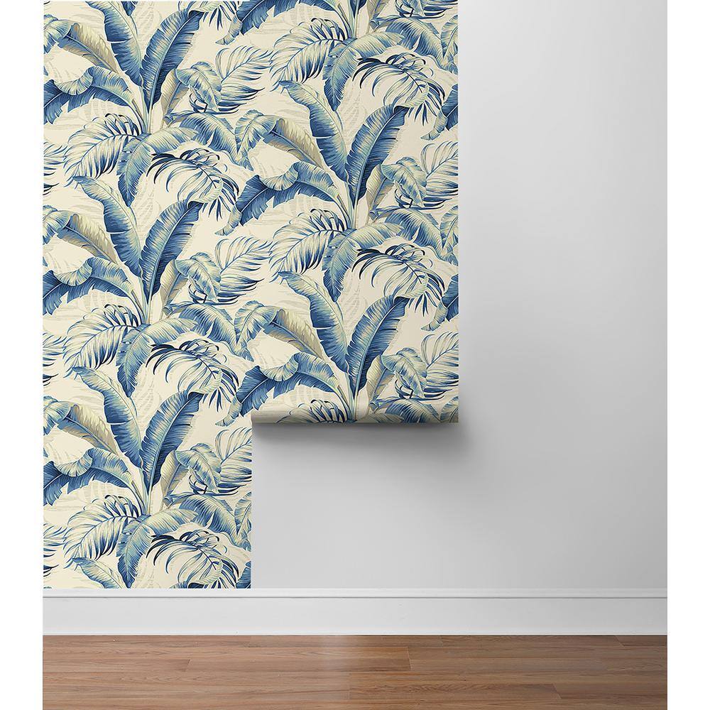 Azure Vinyl Tropical Palm Peel & Stick Wallpaper Roll