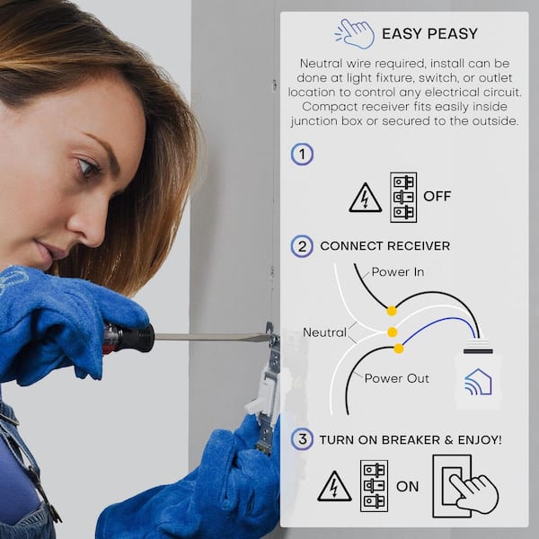 RunLessWire Battery-Free Wireless Light Switch Kit, Single Pole: