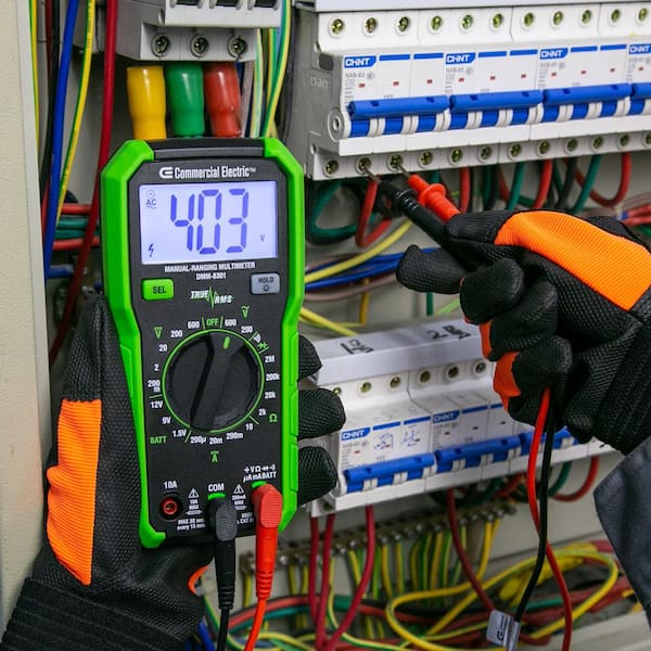 Commercial Electric 600-Volt True RMS Manual-Ranging Digital