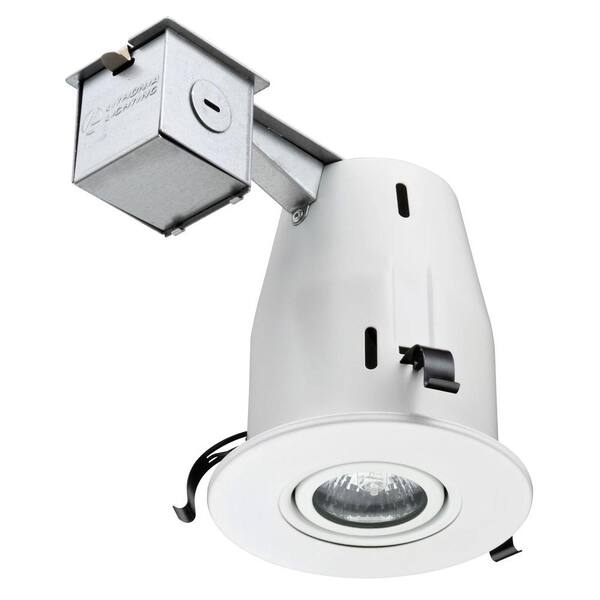 Lithonia Lighting 4 in. Matte White Recessed Gimbal Lamped LED Lighting Kit