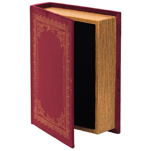Vintiquewise Red Decorative Wooden Vintage Book Shaped Trinket
