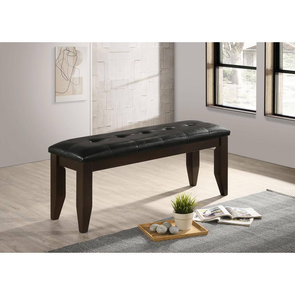 Dalila Cappuccino Faux Leather Upholstered Dining Bench