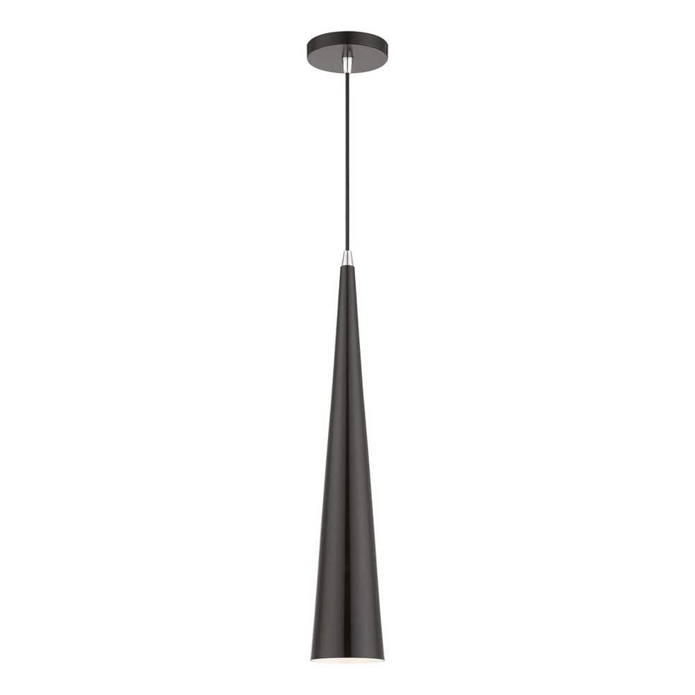 Wynberry 1-Light Shiny Black Single Tall Pendant with Polished Chrome Accents price history on PriceWatchPro