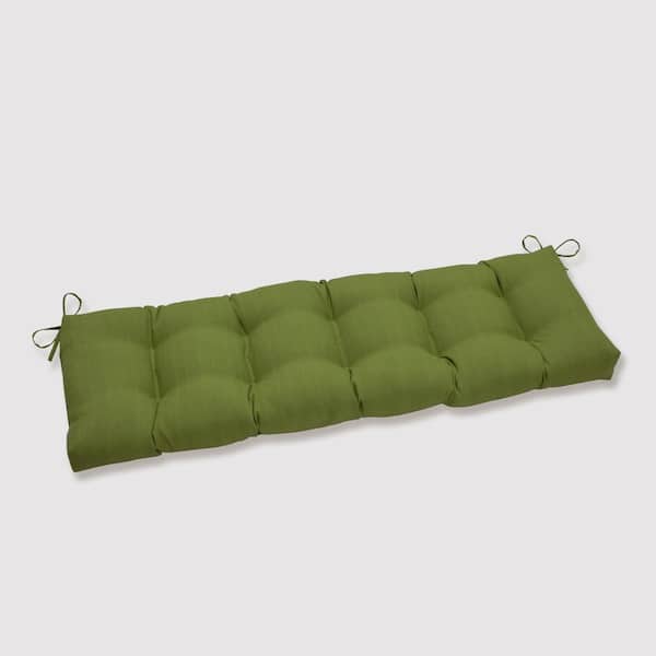 Pillow Perfect Solid Rectangular Outdoor Bench Cushion in Green