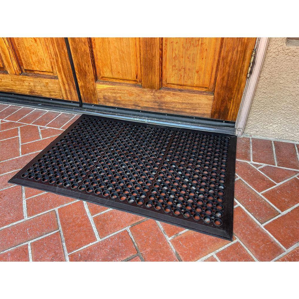 Black Rubber Anti-Fatigue Mat for Indoor/Outdoor Use, 24 x 36 Inches