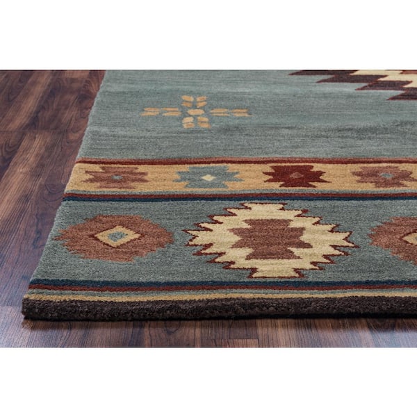 Ryder Green/Burgundy 5 ft. x 8 ft. Native American/Tribal Area Rug