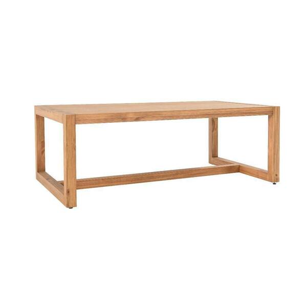 Benjara 28 in. Natural Brown Rectangle Pine Wood Coffee Table with Handcrafted