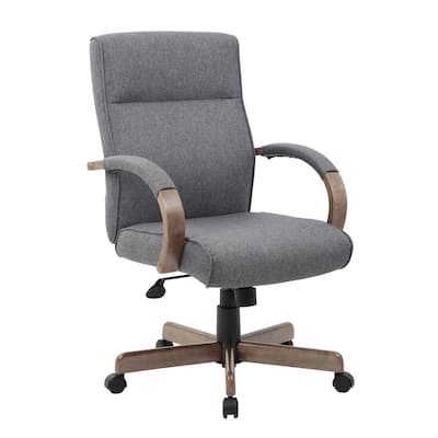 27 in. Width Big and Tall Gray Fabric Executive Chair with Swivel Seat