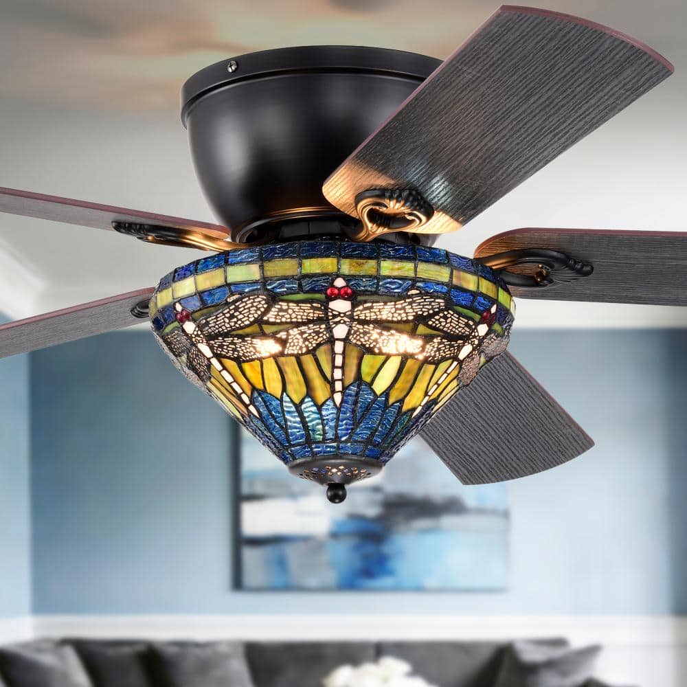 美品☆ルシアンペラフィネ☆クッション☆ブラック☆Enjoy☆ラインストーン Warehouse of Tiffany Penana 52-Inch Flushmount Lighted Ceiling Fan