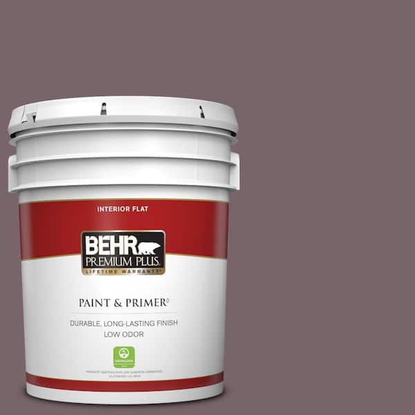 BEHR PREMIUM PLUS 5 gal. #100F-6 Plum Shade Flat Low Odor Interior Paint & Primer