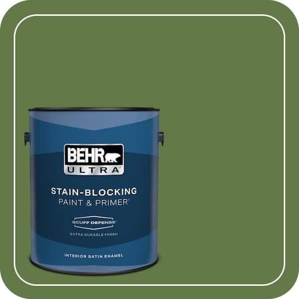 BEHR ULTRA 1 gal. #M370-7 Mown Grass Extra Durable Satin Enamel Interior Paint & Primer