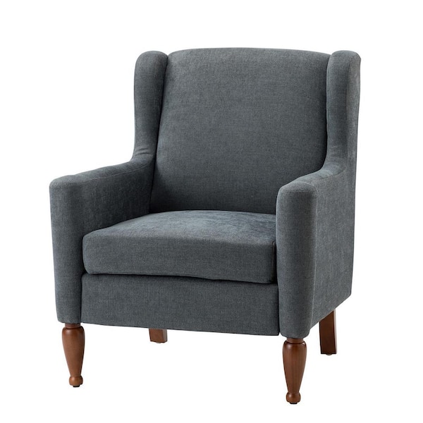 JAYDEN CREATION Arwid 29 in. Charcoal Polyester Arm Chair with Solid Wood Legs