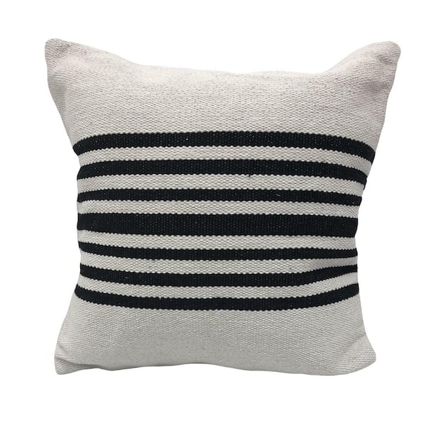 Unbranded Bold Black Striped Soft Poly-Fill 22 in. x 22 in. Indoor  Throw Pillow