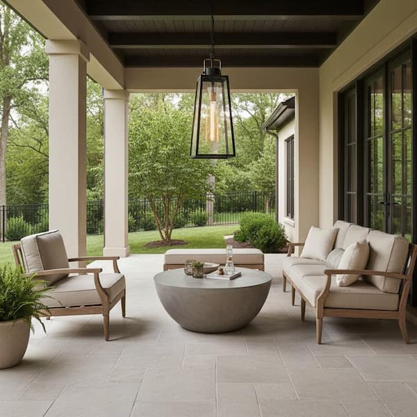 Hugh 27.25 in. 1-Light Black Outdoor Pendant Light