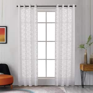 Blake 54 in.L x 54 in. W Sheer Polyester Curtain in White