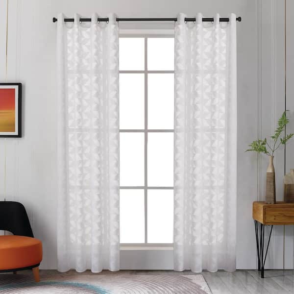 Lyndale Decor Blake 95 in.L x 54 in. W Sheer Polyester Curtain in White