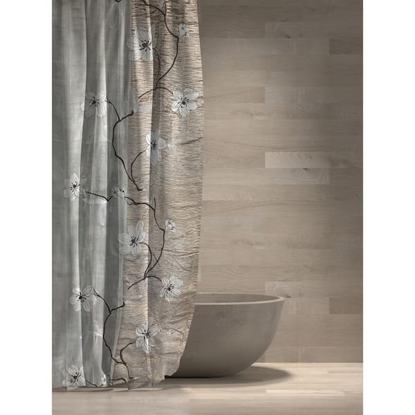 70 in. x 72 in. Brown Magnolia Vine Polyester Fabric Shower Curtain