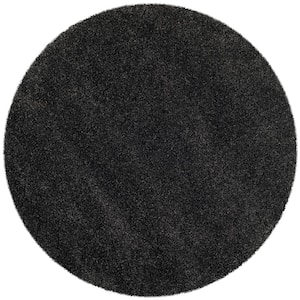 Milan Shag Doormat 3 ft. x 3 ft. Dark Gray Round Solid Area Rug