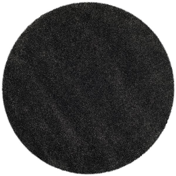 SAFAVIEH Milan Shag 5 ft. x 5 ft. Dark Gray Round Solid Area Rug