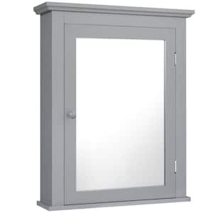 22 in. W Wall Mounted Cabinet with Bathroom Mirror and Adjustable Medicine Shelf in Grey