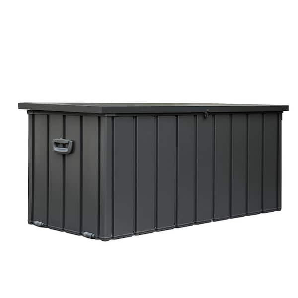 Kahomvis 100 Gal. Waterproof Lockable Galvanized Steel Deck Box Outdoor Storage for Patio Lawn and Garden