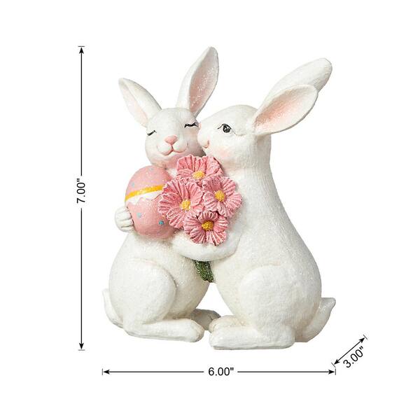 Glitzhome 7 in. H Easter Loving Bunny Resin Table Decor 2006900017