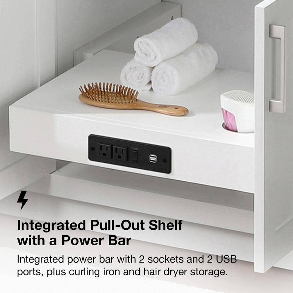 Athea 72" Pure White Double Freestanding Bathroom Vanity with Marble Top
