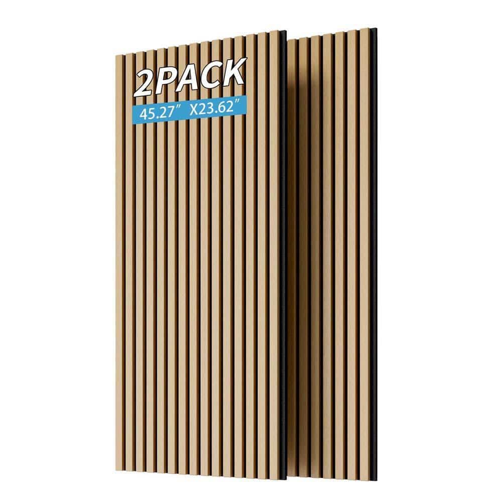 2-Piece Wood Slat Acoustic Panels for Wall and Ceiling-3D Fluted Sound ...