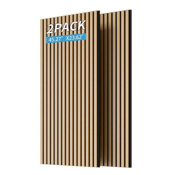 2-Piece Wood Slat Acoustic Panels for Wall and Ceiling-3D Fluted Sound ...