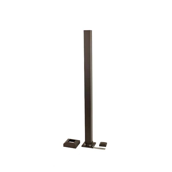 Westbury Aluminum Railing 2 in. x 37 in. Aluminum C10 - C80 Post Kit (090 in.) Level 36 in. H Rail - Bronze Fine Texture with Post Flat Cap Flair
