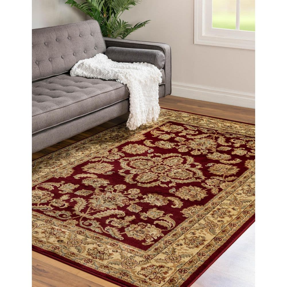 Elegant Voyage 9' x 12' Red Rectangular Easy-Care Synthetic Rug