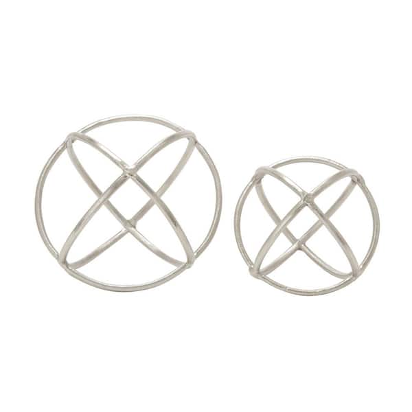 Litton Lane Silver Aluminum Geometric Sculpture (Set of 2)