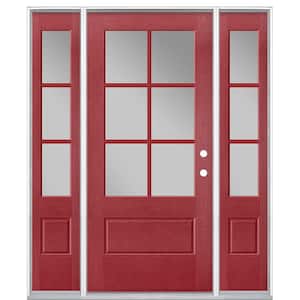 64 in. x 80 in. Vista Grande Painted Left-Hand Inswing 3/4 Lite Clear Glass Fiberglass Prehung Front Door and Sidelites