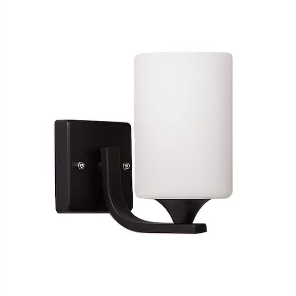 LamQee 5.9 in. H. 1-Light Black Without Chain Wall Sconce Glass Cylinder-Light