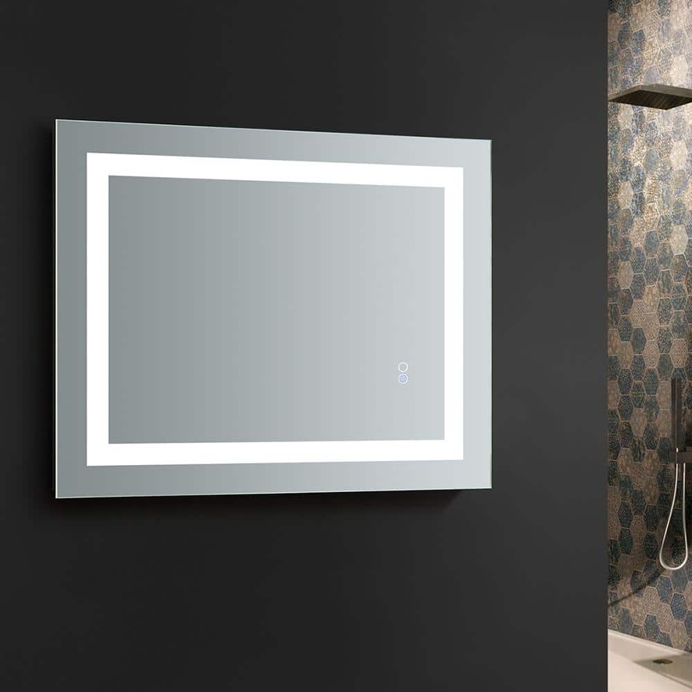 Sleek 24"x30" Transitional LED-Lit Frameless Vanity Mirror