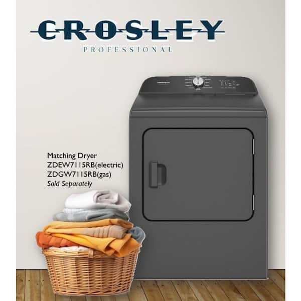 CROSLEY PROFESSIONAL 5.3 cu. ft. Top Load Washer, 10 Wash Cycles, Stainless Tub, Sleek Glass Lid Design, in Black ZWW5310RB