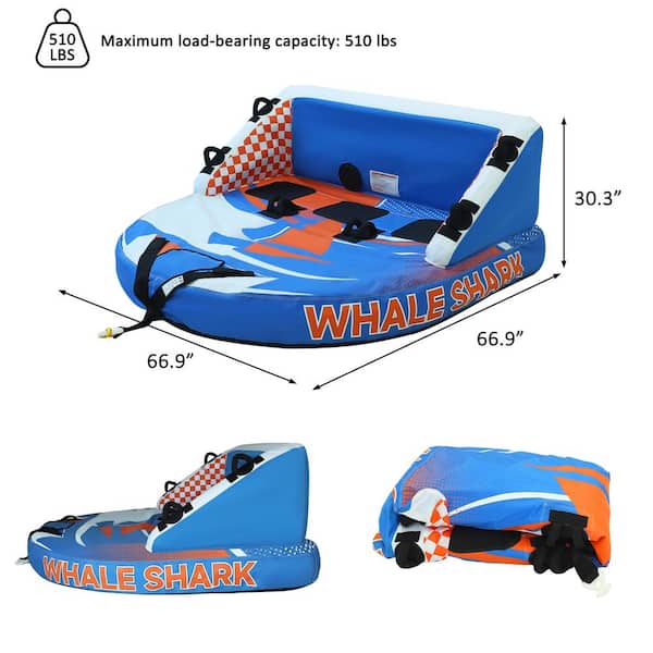 VEIKOUS 3-Person 66 in. Inflatable Towable Boating Tube with