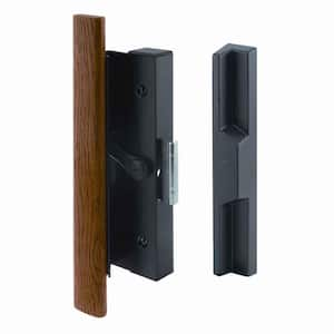 Black Diecast Sliding Door Handle with Wood Handle