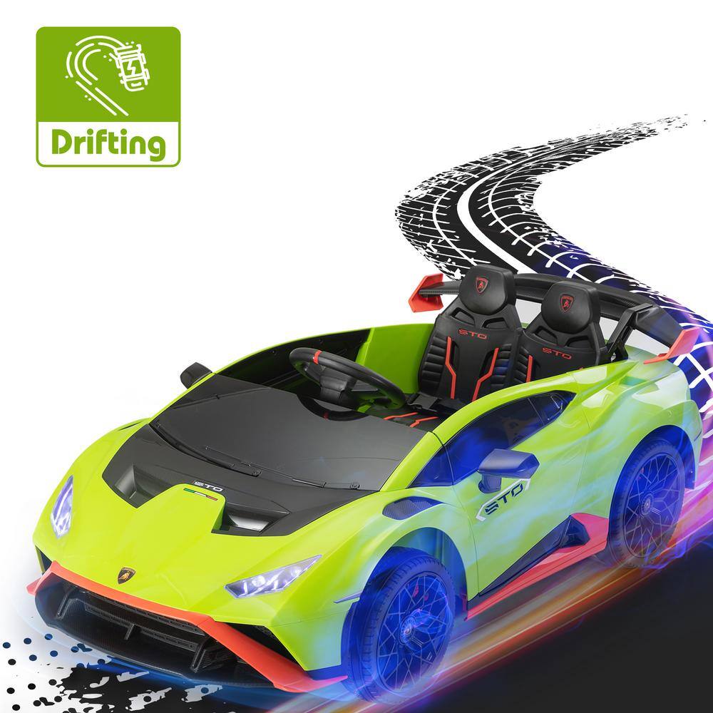 Green 12V Lamborghini STO Kids Electric Ride-On Car with Remote