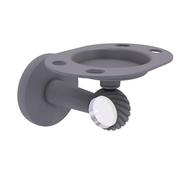 Allied Brass Clearview Tumbler and Toothbrush Holder with Twisted Accents in Matte Gray