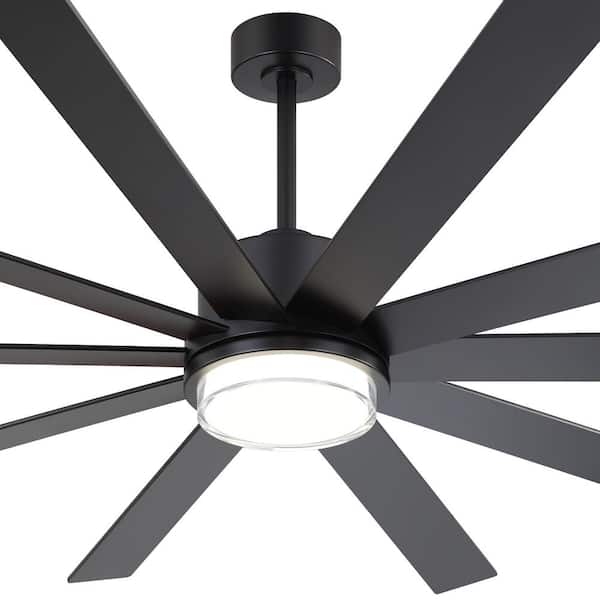 Appleton 75 in. Black Windmill Downrod Ceiling Fan with Integrated LED, 10 Black/Brown Blades and Remote Included