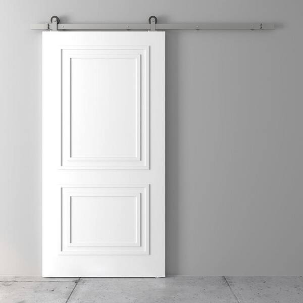Solid Core White Wood Modern Barn Door, How To Make A Sliding Door For Under $40