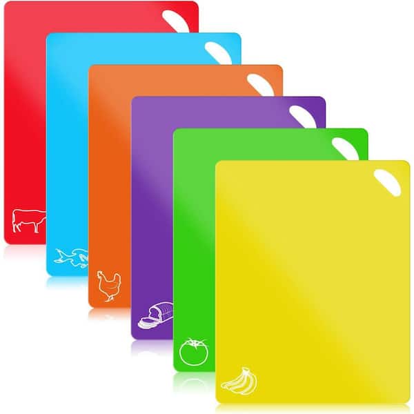 Zulay Kitchen Extra Thick Plastic Cutting Boards- Set of 6