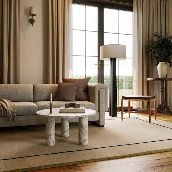 Nate Berkus x Rugs Serge Bordered Wool Cozy Tan 5 ft. x 8 ft. Indoor Area Rug