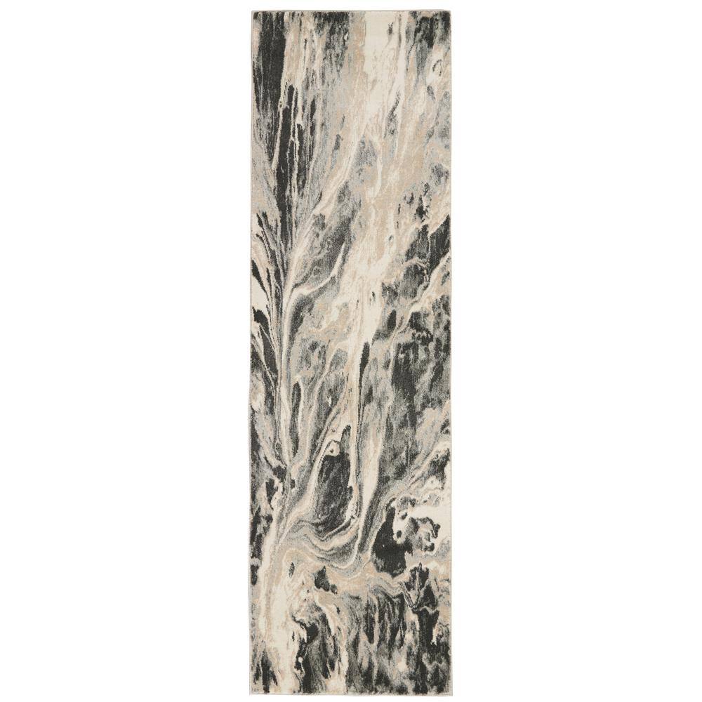 Elegance Abstract Grey Polyester 26" Indoor Area Rug