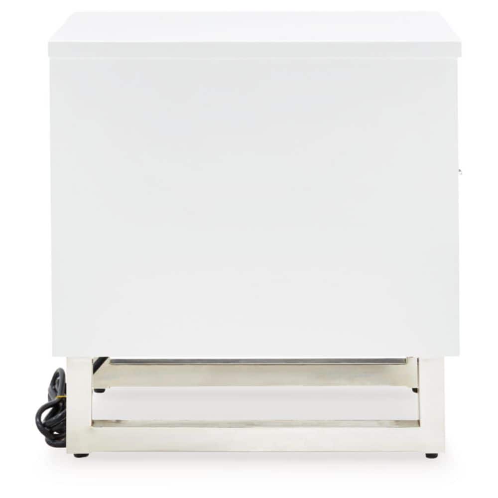 Modern Black and White Wood Metal End Table with Storage